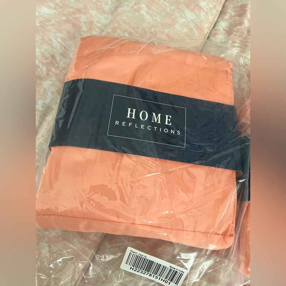 Home Reflections 1000TC Cotton Blend Sheet Setw/ Extra Cases Peach Twin XL